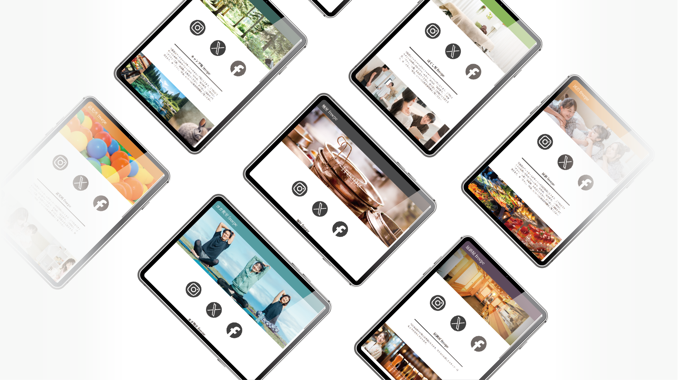 freepeは最短５分でホームページが作成できる無料クラウドサービスです！用意するのはスマホだけ！簡単操作でおしゃれなホームページを作成しましょう！